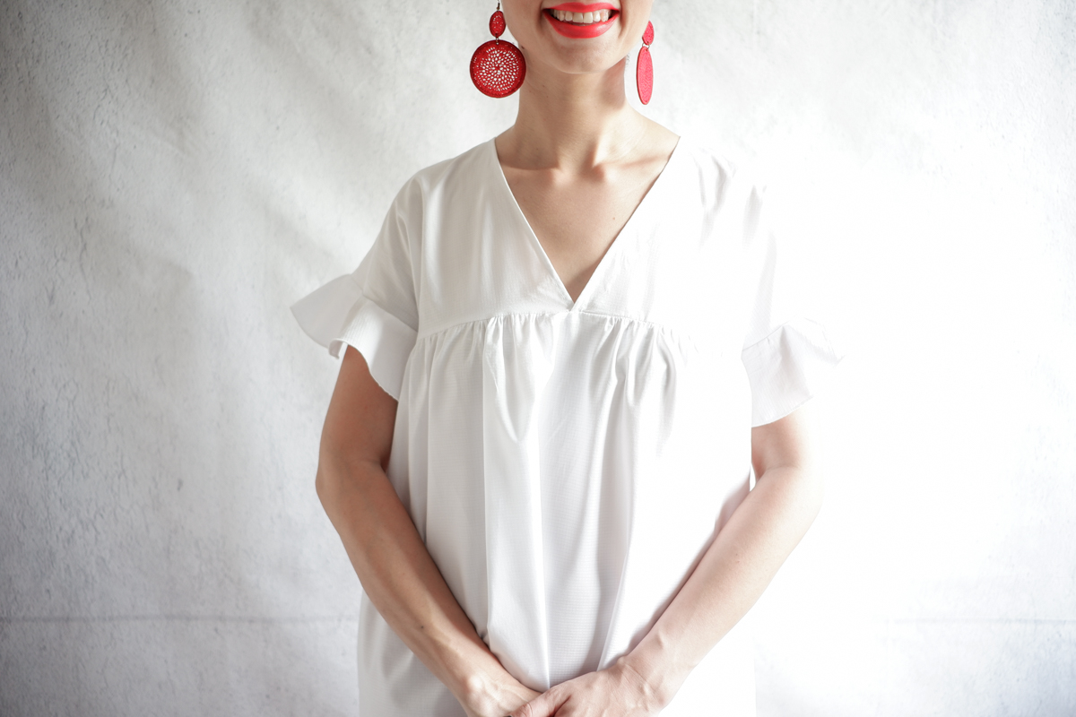 DIY WHITE FLOUNCE SLEEVE BABYDOLL DRESS | FIBRE MOOD ROSALIE