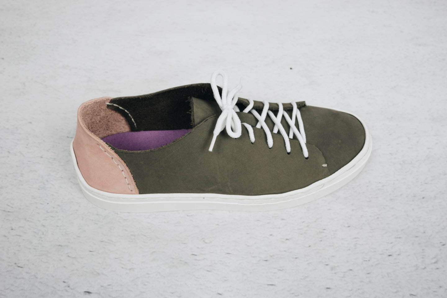 DIY Leather Trainers in grey and pink nubuck, using the Sneaker Kit new sole.
Handmade | Sewing | Crafting